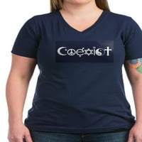 Cafepress - koegzistička majica - Ženska majica V-izrez tamne majice