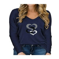 Valentinovo ženska majica dugih rukava TEE bluza tamno plava 5xl