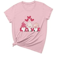 Valentinovo okrugli vrat Thirts Casual majica kratkih rukava majica slatka ljubav gnome srce grafičke