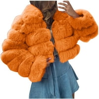 Qolati ženske jeseni zimske kapuljače obrezane jakne modne ruke s dugim rukavima Soft Jackets Y2K Otvoreni prednji natečeni kratki kaput gornja odjeća
