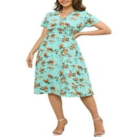 Eyicmarn ženska ljetna casualnu haljinu za trudnoću s kratkim rukavima V izrez cvjetna dječja haljina