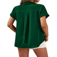 Green Solid gumb prednja ležerna majica ženske bluze