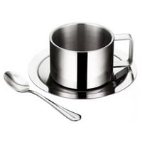 Dvo-paluba od nehrđajućeg čelika šalice za kavu Čajne čajne šalice mlijeka sa kosućnim mat kašikom