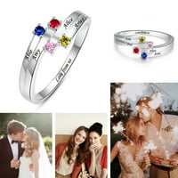 Ženski personalizirani sterling srebrni prsten prilagođeni prsten za žene Spiral Twist ugravirana imena