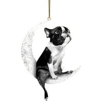 Wendunide Domaći dekor Dog Božić na kreativno sjedeći mjesec privjesak ukrasHangs d