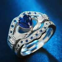Plava tri sloja koja drži prstenove za uključivanje srca za žene za žene izvrsne veličine prstena do