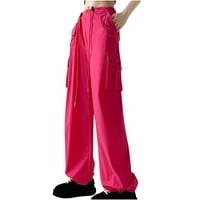 wavsuf ženske pune dužine casual hlače visoki struk tiskani ravni klirens vruće ružičaste juniorske