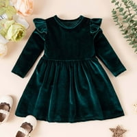 Plus veličina Dvije postavljene male djevojke Velvet Ruffle A-line haljina Vintage haljine Djevojke za bebe Božićna odjeća haljina dvije odjeće na klirensu
