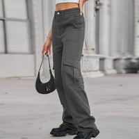 Feternal ženski povremeni rubni traper multi-džepne velike radne kombinezone duge hlače posteljine hlače
