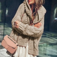 Kardigan za žene jesen zima teški džemper za gužvu ženski modni kaput Khaki veličina s