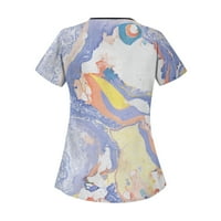 Hanas ženski gornji modni ljetni ženski personalizirani print kratkih rukava V-izrez V-izrez Radne majice