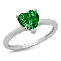 2.0ct srce zeleni simulirani smaragd 14k bijelo zlato graviranje izveštaja godišnjica Angažovanje vjenčanog