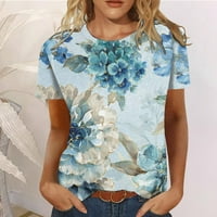 Daqian Womens Plus size Majice Žene Modni ljetni povremeni print Okrugli izrez Labavi majica kratkih