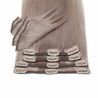 Benehair Real Remy Proširenja ljudske kose u obliku kose Weft Full Head Women Grey Hair Srebrna siva Soft 8 - 24