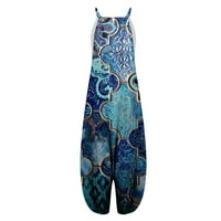 Jumpsuits za ženske modne trkačke kaiševe Vintage Paisley Općenito Žene Ljetne vrhove Plava 5x