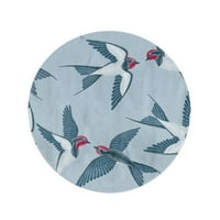 Okrugli plažni ručnik za plažu Plavi Appliqual Lijepe proguta ptice za i detaljno crtanje putne krugove