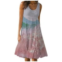 Tank haljina za žene labave ležerne ljetove bez rukava Cvjetni ispis A-line plaža Sundury Trendy Flowy