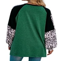 Ženski leopard pulover patchwork dugih rukava majica Loose Green M