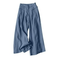 Amlbb ženske hlače široke noge sa džepovima Čvrsta boja lagana visoka struka labave pantalone na klirensu