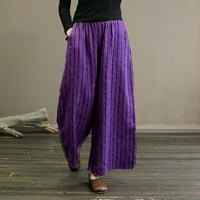 Pantalone za žene Ležerne prilike ljetni nacrtajući elastični posteljina u obliku struka