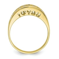 Čvrsta 10k žuto zlato Volim te zauvijek CZ CUBIC Zirconia prsten veličine 9