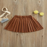 Douhoow Toddler Girl Pleased suknja Dječja u boji PU kožnih elastičnih struka Mini suknje