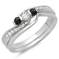 DazzlingRock kolekcija 0. Carat 14k okrugli crno-bijeli dijamant vrtlog kamenog prstena CT, bijelo zlato,