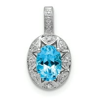 Sterling Silver Rodium dijamant i plavi Topaz Privjesak