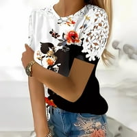 Ženske bluze Dressy Casual Slatko čipke kratkih rukava elegantne majice