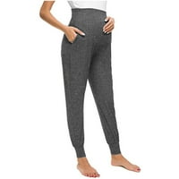 Leodye Clearence ženske hlače u boji rastegnute udobne lounge hlače tamno sivo xl