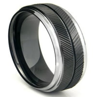 Titanium Kay Crni volfram Carbide Chevron Comfort Fit Muški vjenčani prsten za vjenčanje SZ 11.0