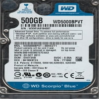 WD5000BPVT-00HXZT1, DCM EVOT2VB, Western Digital 500GB SATA 2. Hard disk