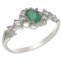Britanci napravio je 14k bijelo zlato prirodno smaragdno i kubnim cirkonijskim ženskim godišnjim prstenom
