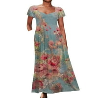 Grianlook žene kaftan boho sandress v izrez cvjetni tiskani dugim haljinama ljetne kravate maxi haljine