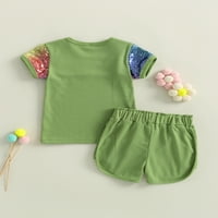 2- Djeca dječja djevojka odjeća svjetlucacki majica kratkih rukava kratke hlače postavi modne ljetne odjeće