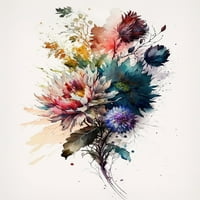 Misty cvjetni užitak - cvjetni akvarel platno Zidna umjetnost