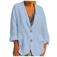 TOQOT zimski kaput- dugme niz dugi rukav casual comfy modne prekrivene jakne za žene plave veličine