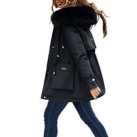 Inveife ženski kaputi plus veličina ženski topli dugi rukav kaputi sa duksevima ovratnik vitka zimska