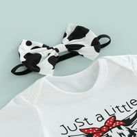 Novorođena dječja djevojka ljetna odjeća kratka rukav krava print romper bodi kratke hlače za glavu