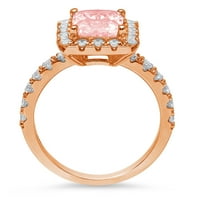 3,84ct smaragdni rez ružičasti simulirani dijamant 18k ružičasti ružičasti zlato graviranje godišnjice