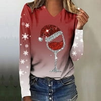 Božićna majica Ženska srećna i svijetla košulja Ispis Tree T Odbori Grafički grafički tee vrhovi