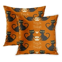 Šareni sažetak Halloween lobanja mačka i trik tretiraju tekst narančastog jastučni jastučni jastuk set