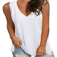 Ženska ležerna majica bez rukava ljeto V izrez Plain Cami Tee Losse Bluza Cisterne prsluk