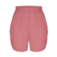 Popust Chino kratke hlače za žene Čvrsti džep elastični struk haljine radne hlače, ružičaste