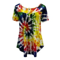 ROVGA ženske majice Tie-dye ispisani kratki rukav majica O-izrez majica majica majica sa labavim ljetnim