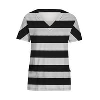 Ženska modna štampa za kratki rukav V-izrez V-izrez Radna uniforma Džepna bluza