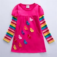 Djevojke oblače trendi šarene leptirske odjeće midi zimske djeveruše haljine vruće ružičaste