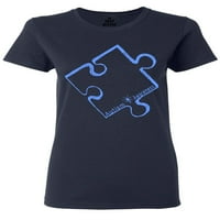 Shop4ever Ženska plava puzzle autizma Grafička majica XXX-velika mornarica