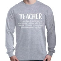 Shop4ever's Men's Definicija učitelja majica dugih rukava X-Velika sportova siva