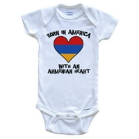 Rođen u Americi sa armenskom srcem Baby Bodysuit Armenija zastava za bebe, 0- mjeseci bijeli